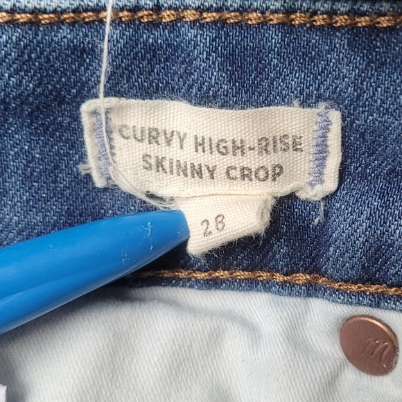 Madewell The Curvy Highwaist Perfect Vintage Busted Knee Blue Jeans - Picture 10 of 12